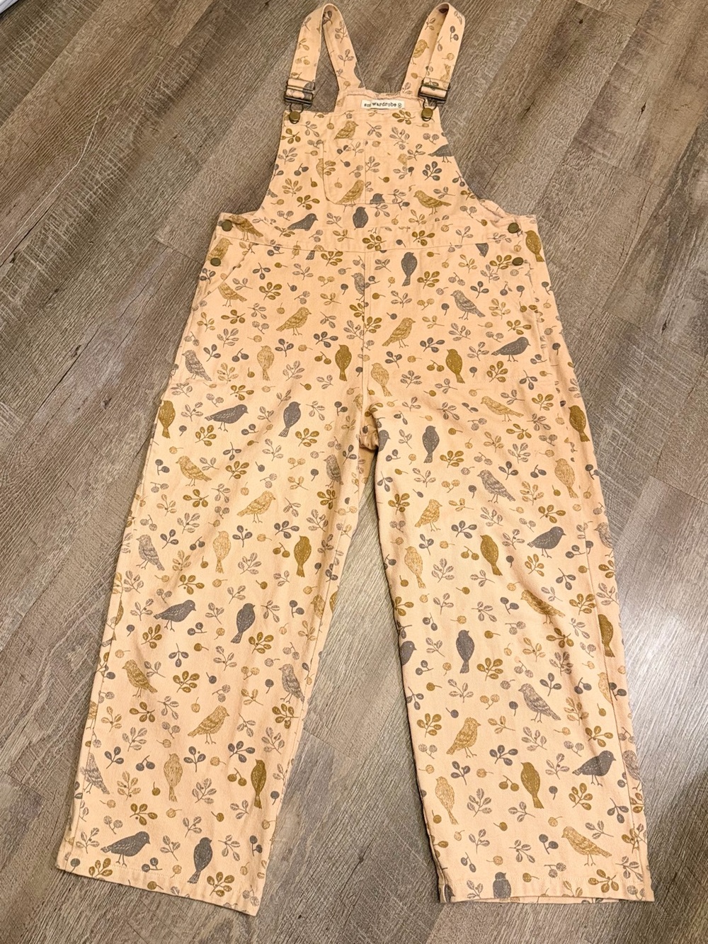 SM Wardrobe Bird Print Cotton Overalls Size M Cottagecore Boho Jumpsuit